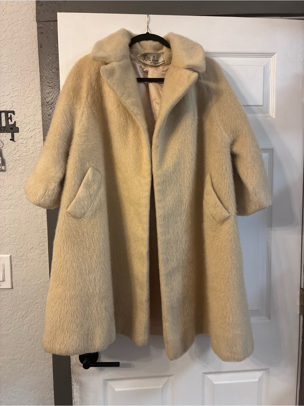 Women's Cream Faux-Fur Swing Coat - Elegant Oversized Blazer